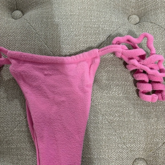 Frankie’s Bikinis X Naomi Tia Terry String Bikini Bottom Pink - Picture 5 of 7